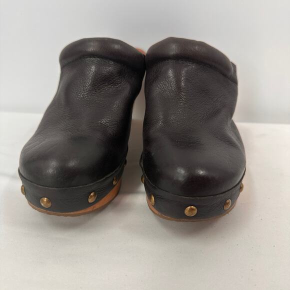 Lucky Brand Brown Leather Maddox Wooden Platform Heels Size 6.5 - Picture 8 of 9